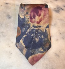 Lucarelli 100% Silk Abstract Floral Brushstroke Motif Tie Made In USA