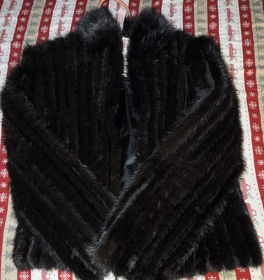 SAGA Women's Black Mink Fur Coat Size S Short Lined Long Sleeve