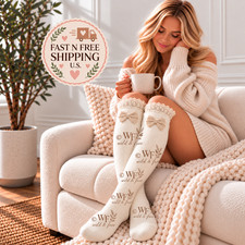 Women's Boot Socks with Bow made with Lace and Crochet IVORY