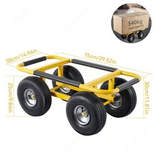 Dolly Trolley Removal Cart, 25cm Pneumatic Wheels, 540kg Load, Metal, 75x38cm