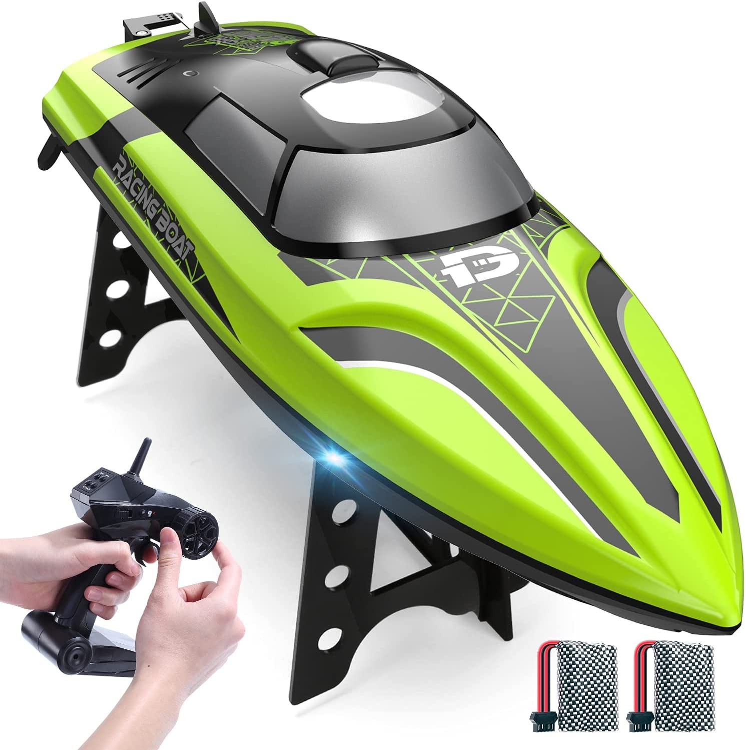 DEERC Auto Self Righting RC Boat 14 Inch 20+ MPH High Speed 2 Batteries