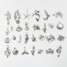 90Pcs Antiqued Silver Ocean charms Beach Pendant Mermaid Jewelry Making Supplies