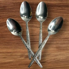 Carlyle Stainless Japan Rose Scroll 6.25" Teaspoon Vintage x 4