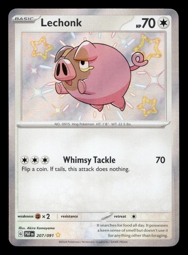 Lechonk 207/091 Paldean Fates Pokemon Holo NM