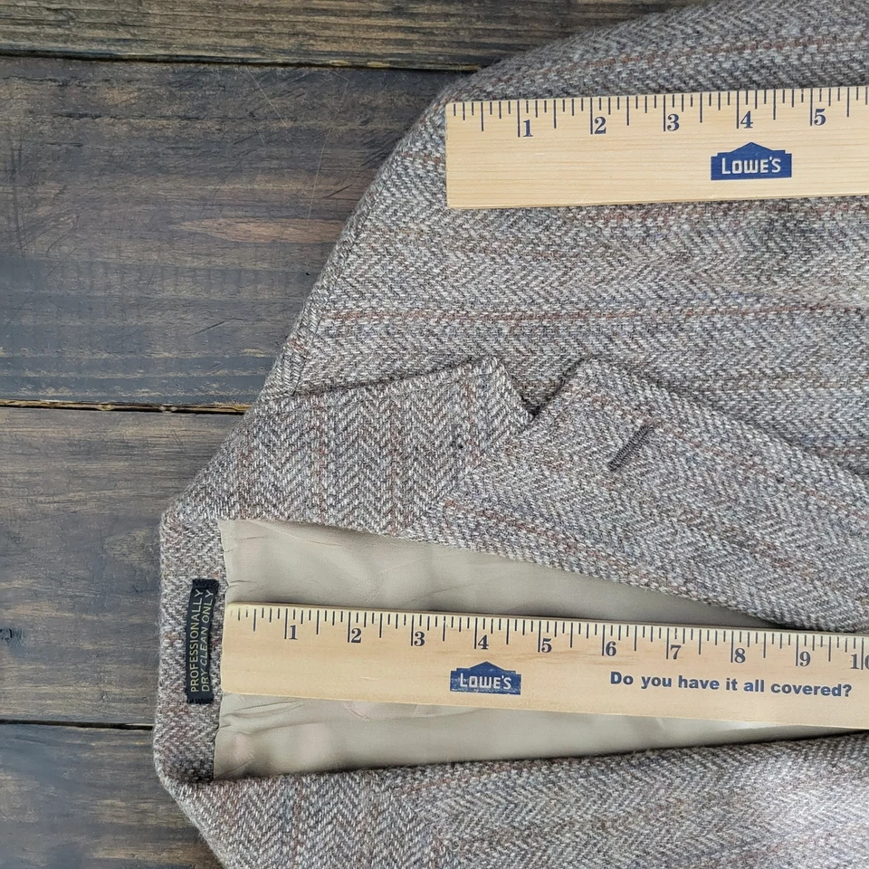 Винтажный мужской Твид стиль Sport пальто Blazer две кнопки коричневый елочка 36R - Изображение 4 из 4