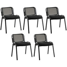 Black Waterfall Seat Waiting Room Chairs Stackable 5 Pack, Ergonomic design