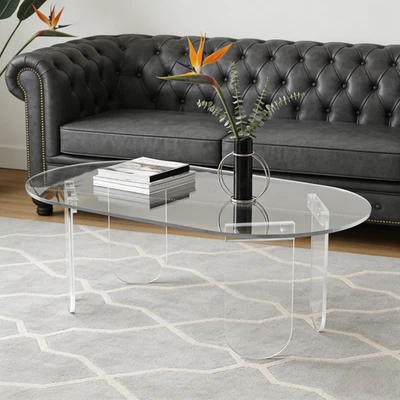 Acrylglas Couchtisch Oval Wohnzimmertisch 95cm Transparent Beistelltisch klein - Bild 1 von 4