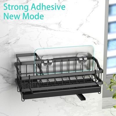 Sponge Holder for Kitchen Sink, Sink Caddy Organizer with High Brush Holder