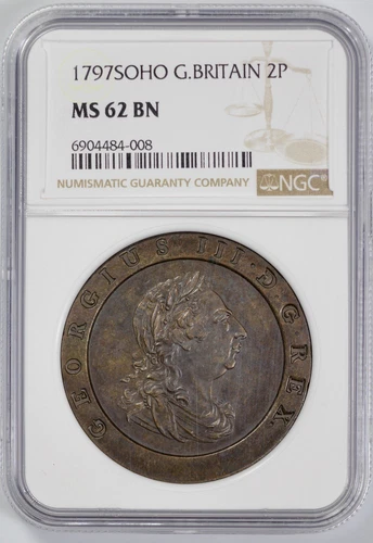 1797 SOHO Great Britain Cartwheel 2 Pence NGC MS 62 BN