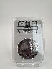 2022 1oz Silver Britannia Coin, Antique Finish In Protective / Presentation Slab