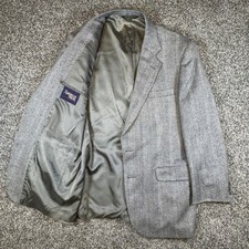 American Trend Blazer Men 44 Grey Tweed Herringbone Wool Blend Made in USA