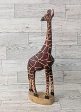 Hand Carved Wooden Giraffe Africian Art Animal Figure Home Decor Statue 12"