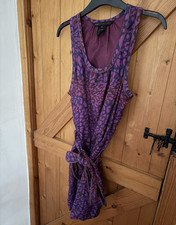 Marc by Marc Jacobs Purple Leopard Animal Print Shift Dress Tie Waist XS