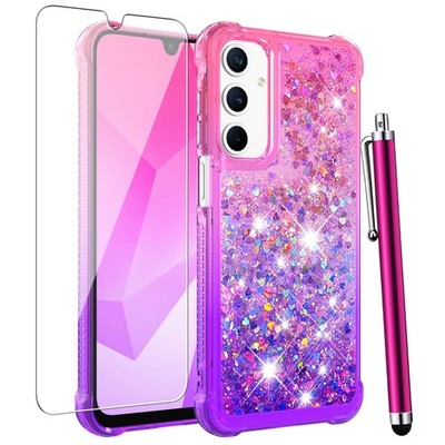 for Samsung Galaxy A16 5G Case with Screen Protector, Women Girls Glitter Spa...