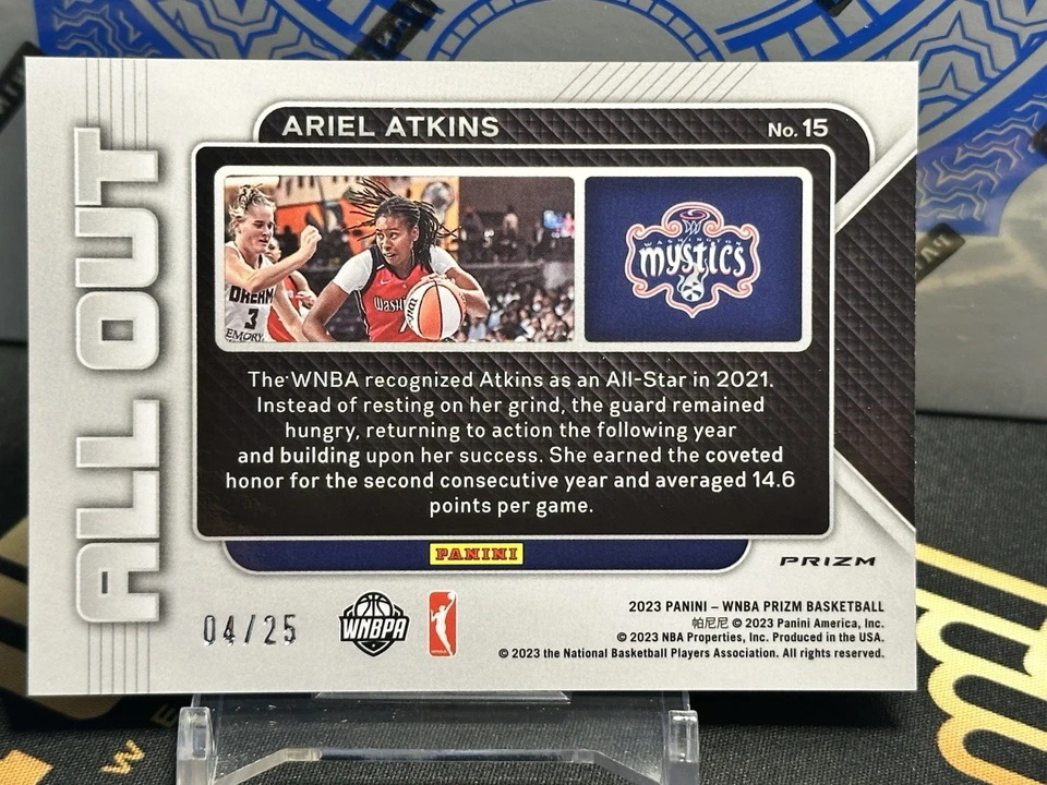 2023 PANINI WNBA PRIZM #15 ARIEL ATKINS Green Pulsar ALL OUT MYSTICS SSP /25 - Image 2 of 2