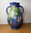 New ListingVintage Roseville Fuchsia 7" Vase Blue 895-7 CRAZING