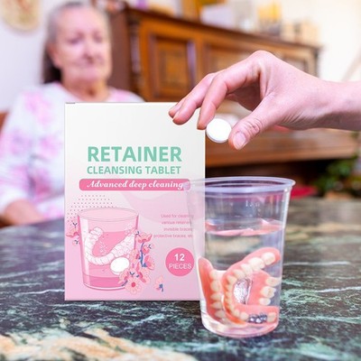 Denture Cleaning Tablets False Teeth Cleaner Denture Effervescent Tablets Daily^