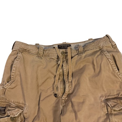 Abercrombie Fitch Mens Cargo Shorts Khaki Tan Size 36 Utility Pockets Drawstring - Picture 3 of 11