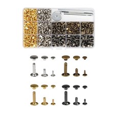 240 Sets 4 Colors 3 Sizes Leather Rivets Double Cap Rivet Tubular Metal Studs