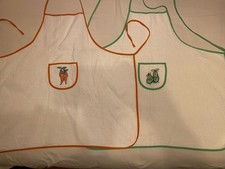 Set Of 2 Aprons Waffle Weave Pocket With Embroidered Fruit/veggie, 29x31  