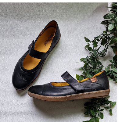 Josef Seibel Damen Mary-Jane Ballerinas Leder Riemen Klett Schwarz EU 40