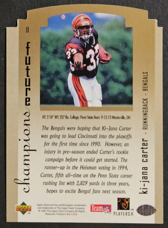 1995 SP Championship Series Foil Die-Cut #11 Ki-Jana Carter Rookie RC Penn State - Image 2 of 2