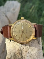 Vintage OMEGA Seamaster Cal.1020 Automatic Gold Dial Day/Date 35mm Men's