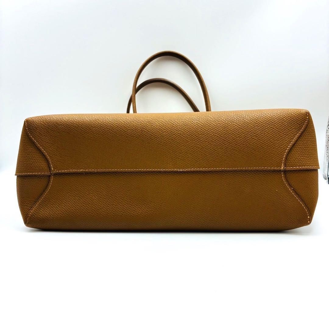 Longchamp Rozo Leather Camel Top Handle Tote A4 Compatible Silver Toggle Auth image 7
