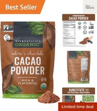 Organic Cacao Powder, Unsweetened, 8 oz 227 g   Rich Dark Chocolate Flavor, P...