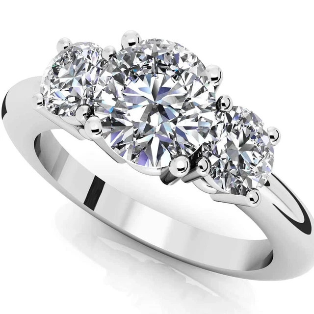 2.00Ct Round Cut Moissanite Solitaire Engagement Ring 14K White Gold Plated