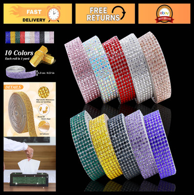 10 Rolls Rhinestone Ribbon - 10 Colors Self-Adhesive Bling Crystal Stickers for