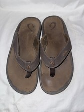 OluKai Ohana 10110A-4827 Dark Java Brown Men's Size 12 Sandals Thong Flip Flops