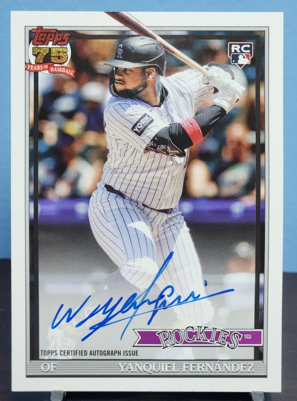 2026 Topps Series 1 YANQUIEL FERNANDEZ (RC) #91A-YAN 1991 Autograph Rockies 