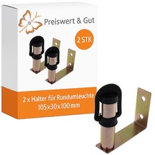 2x Halter Rundumleuchte seitliche Montage 12V Halterung Warnleuchte 24V DIN Buch