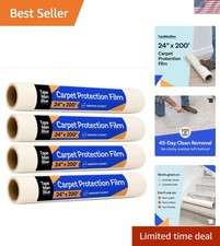 Carpet Protection Film 24" x 200', 4 Rolls, Self Adhesive Plastic Carpet Prot...