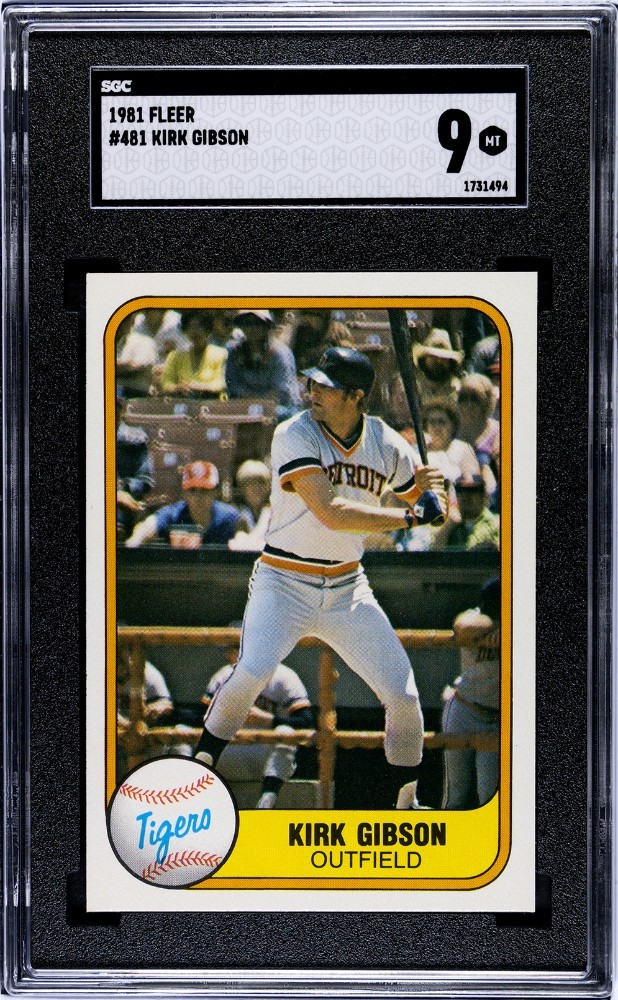 1981 Fleer #481 Kirk Gibson Rookie Card SGC 9 MINT Detroit Tigers