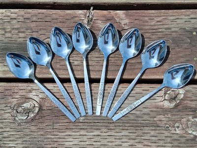 Lot Of 8 - Wm A Rogers Oneida Ltd ROCHESTER  Stainless, S/S Deluxe Soup Spoons