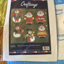 Herrschners Craftways Christmas Ornaments Kit Plastic Canvas Cross Stitch Santa