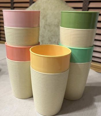 Lot of 5 Thermo Temp Insulated Cups Mallory Randall MCM Retro USA