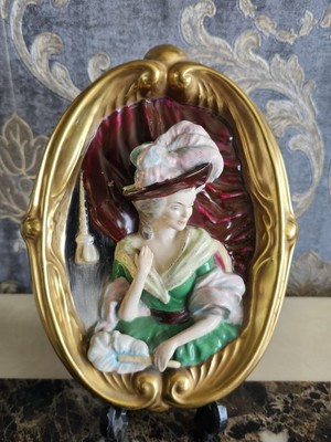 Antike Wedgwood & Co. Ltd. Gainsborough Dame Modell 1057 3D Keramik Wandrelief