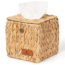 Tissue Box Cover Square, Water Hyacinth Tissue Box Holder, Handwoven Decorati...