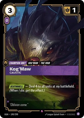 Kog'Maw Caustic 190/298 Rare Origins Riftbound Near Mint