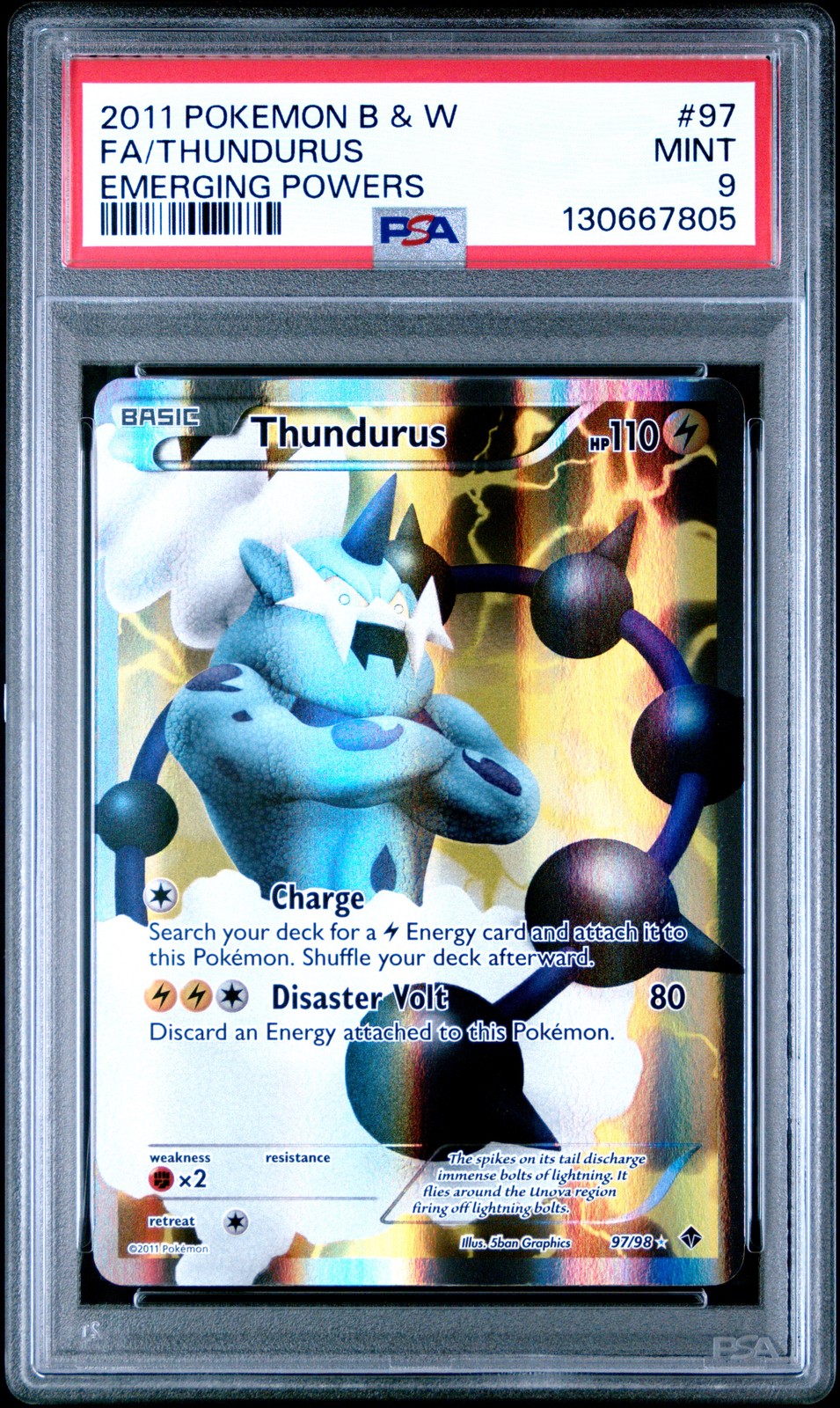 2011 Pokemon Black & White Emerging Powers #97 Fa/Thundurus PSA 9