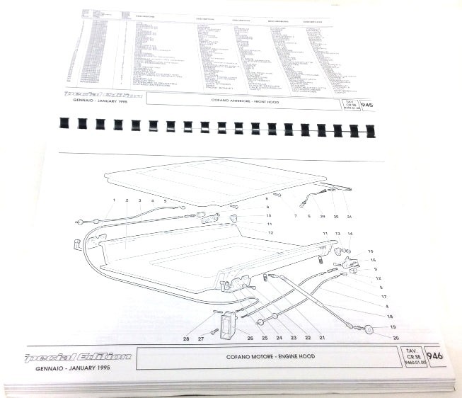Lamborghini Diablo S.E MY 1994 Spare Parts Catalog (Spiral Bound Reprint) -