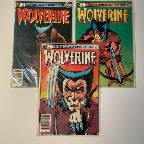 (3) Vtg Marvel Comics WOLVERINE 1 3 4 Lot 1982 Limited Series FRANK MILLER 👀