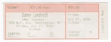 Sonny Landreth 10/27/06 Huntington NY IMAC TheaterRare Full Ticket!