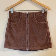 American Eagle Tan Corduroy Skirt Zip Front Size 4 Super Stretch
