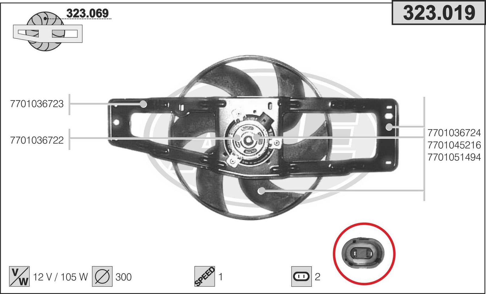 Ventilateur de refroidissement moteur Renault Twingo 1 phase 1 et 2 essence 1.2L