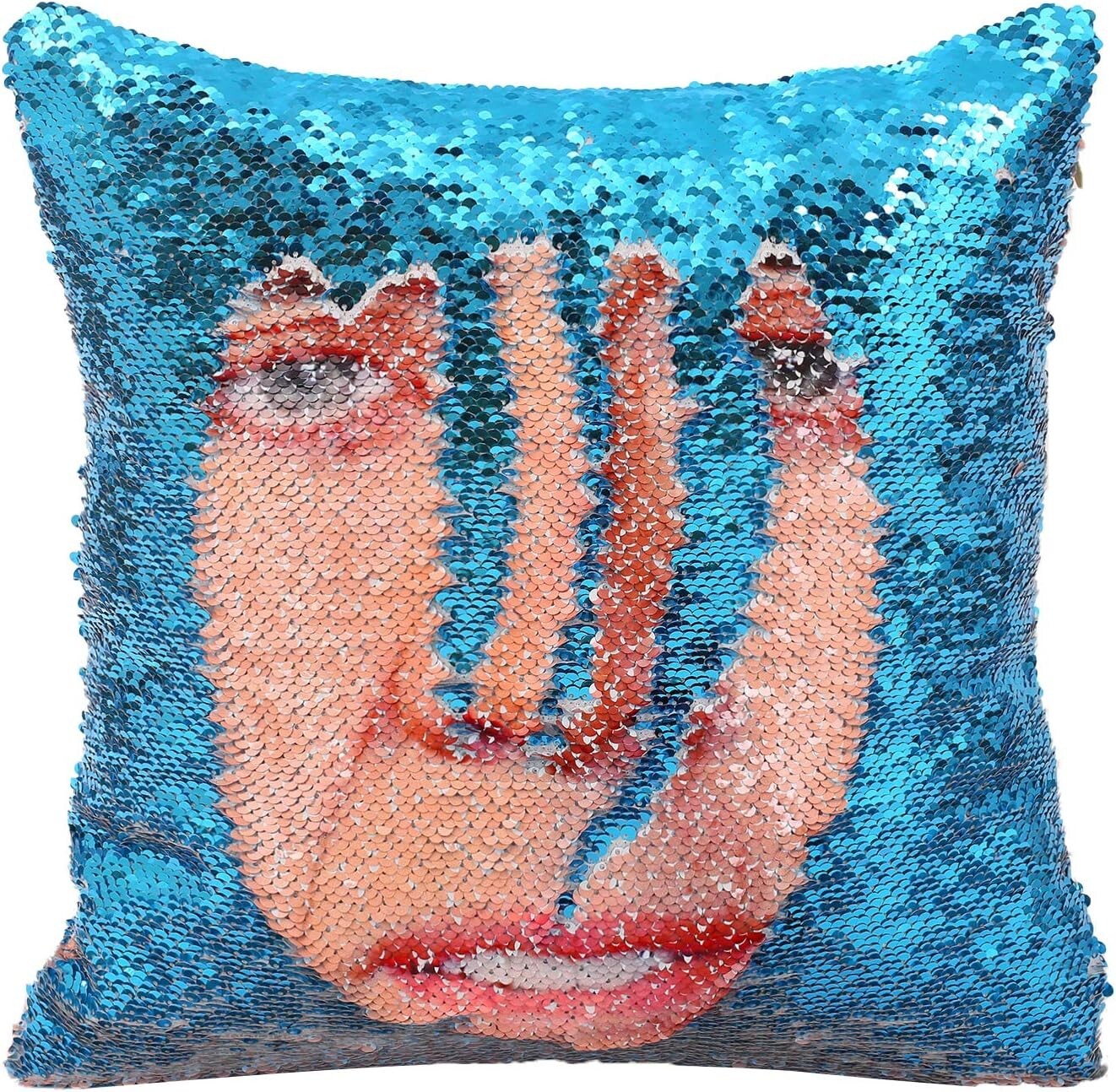 Nick Cage Sequin Pillow Cover 16" x 16" Nicholas Funny Gag Gift Novelty