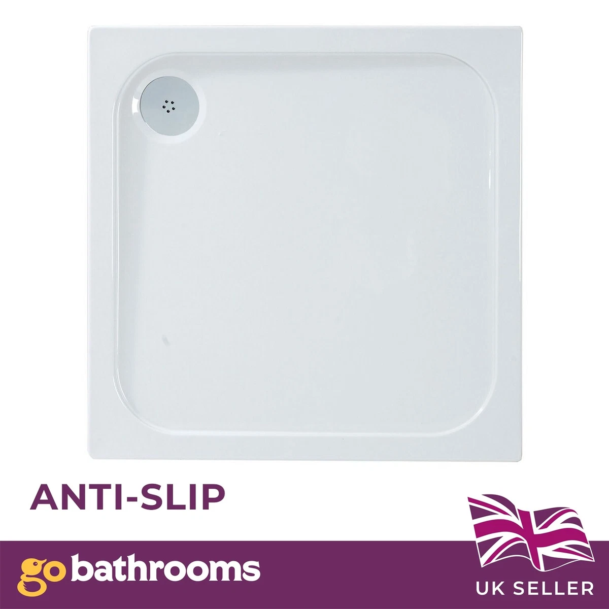Small Anti Slip Shower Tray Square 800x800mm Low Profile Corner